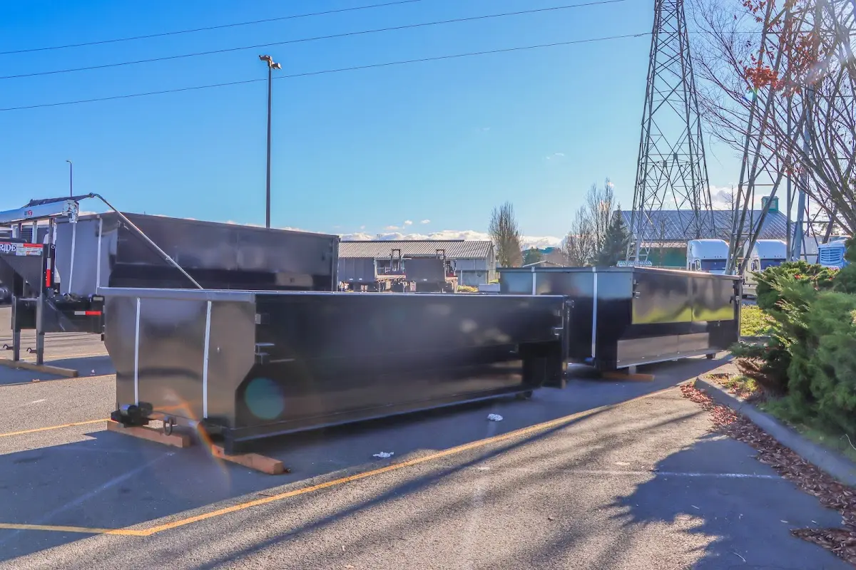 Roll-off dumpster ready for waste disposal at job site for 15 Yard Dumpster Rental in Finneytown